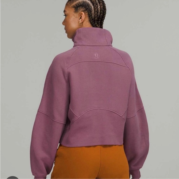 Lululemon Vintage Plum Cropped 1/2 Zip Funnel Neck Pullover Sweatshirt M/L - Picture 4 of 16